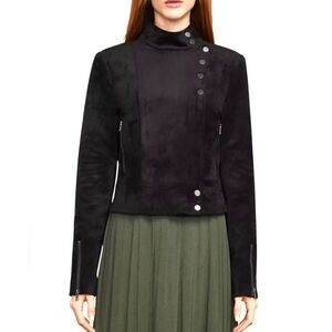 BCBGMaxAzria Faux Suede Women's Black Button-Up Jacket XS EUC